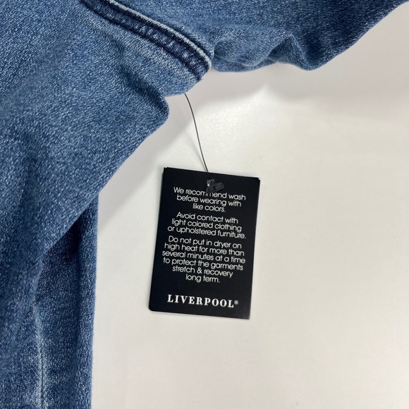 Liverpool Los Angeles Bosley Embroidered Denim Jacket Sz L NWT Frayed‎ Hem Blue - Picture 5 of 16